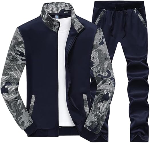 Men's 2 Pieces Tracksuits Running Jogging Sports Suits Athletic Long Sleeve Sweatsuit